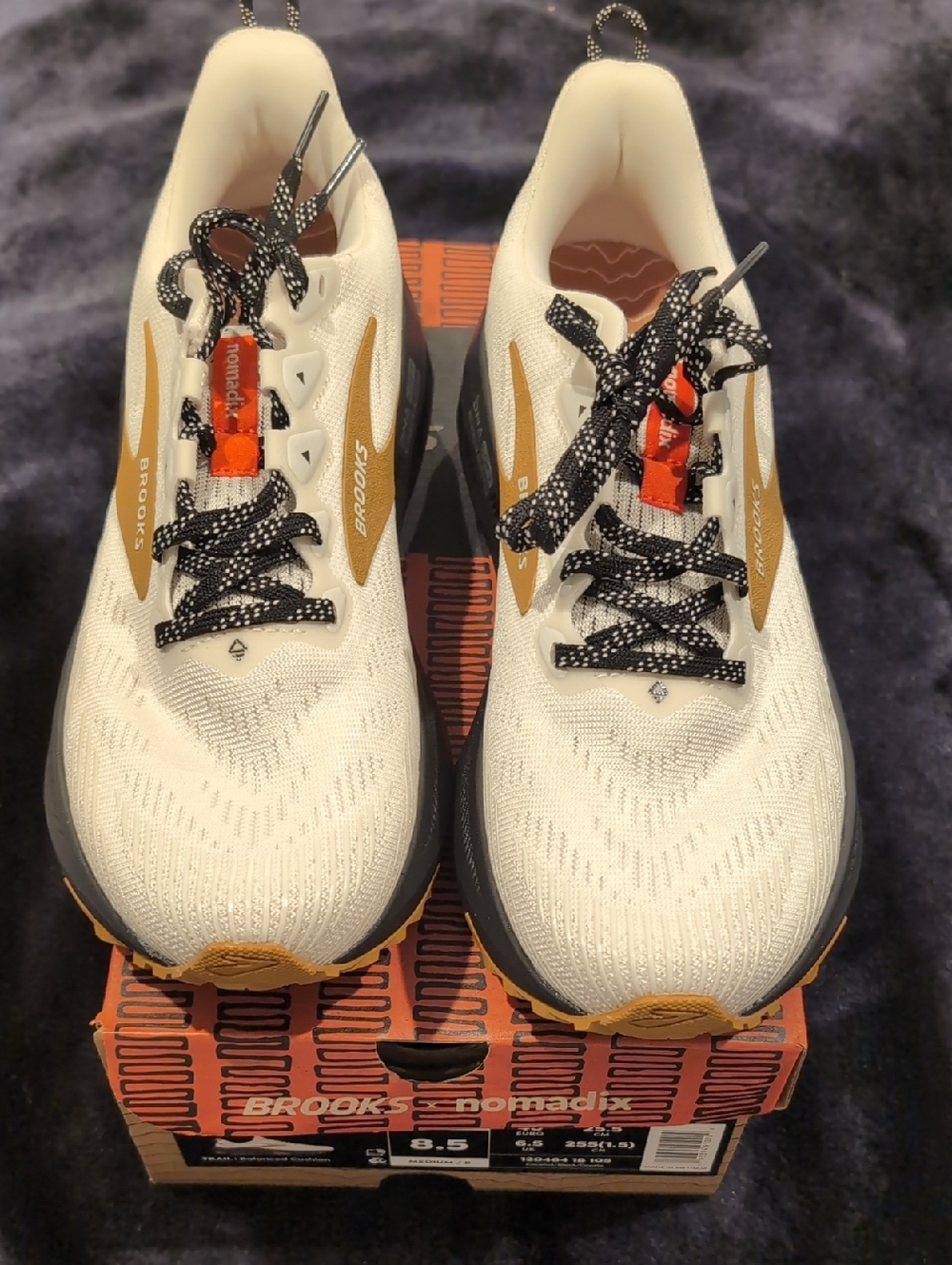 Brooks Womens Athletic Shoe in White with Gold Accent